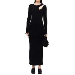 NWOT SIMON MILLER Space Rib-Knit Shoulder Cut Out Black Maxi Dress Women's XS